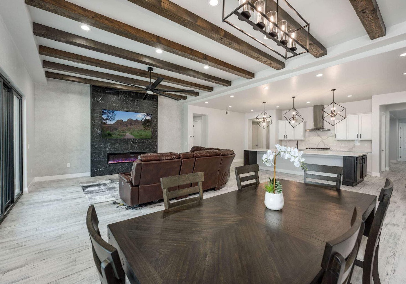 new home builder with living dining rooms towards kitchen