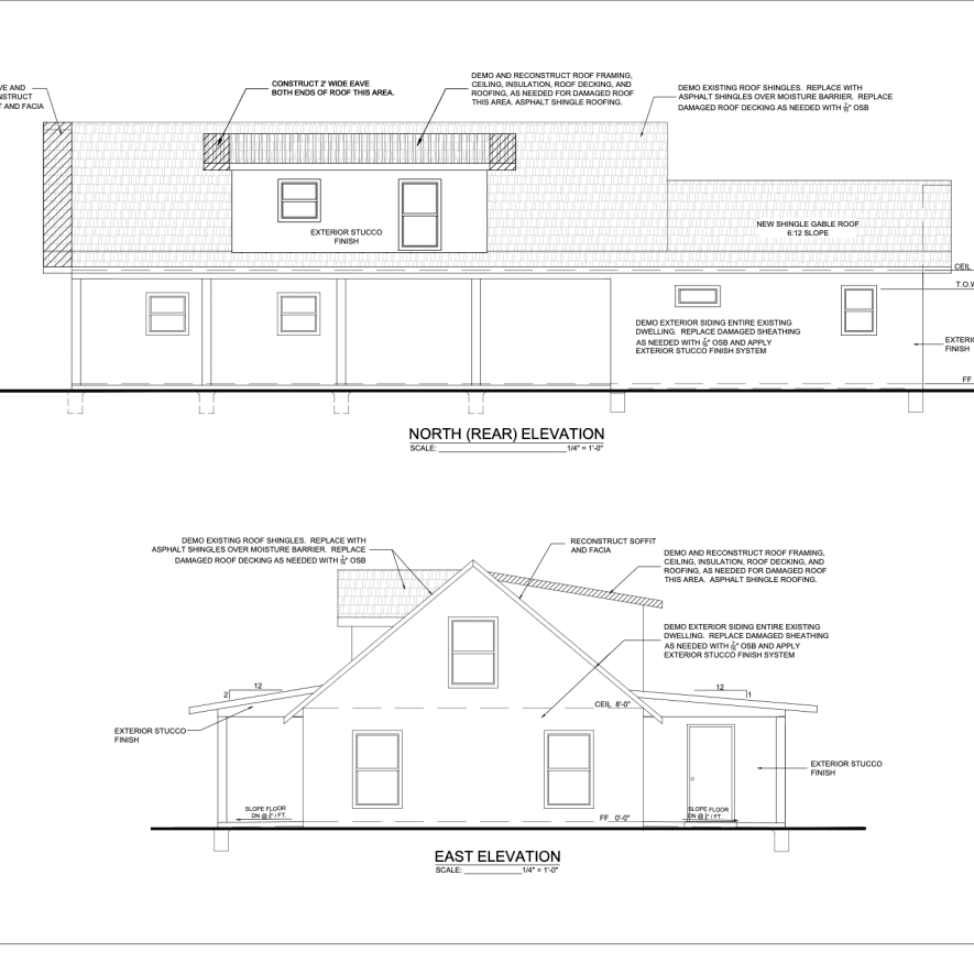 Elevation Plan for Home Addition in Las Cruces